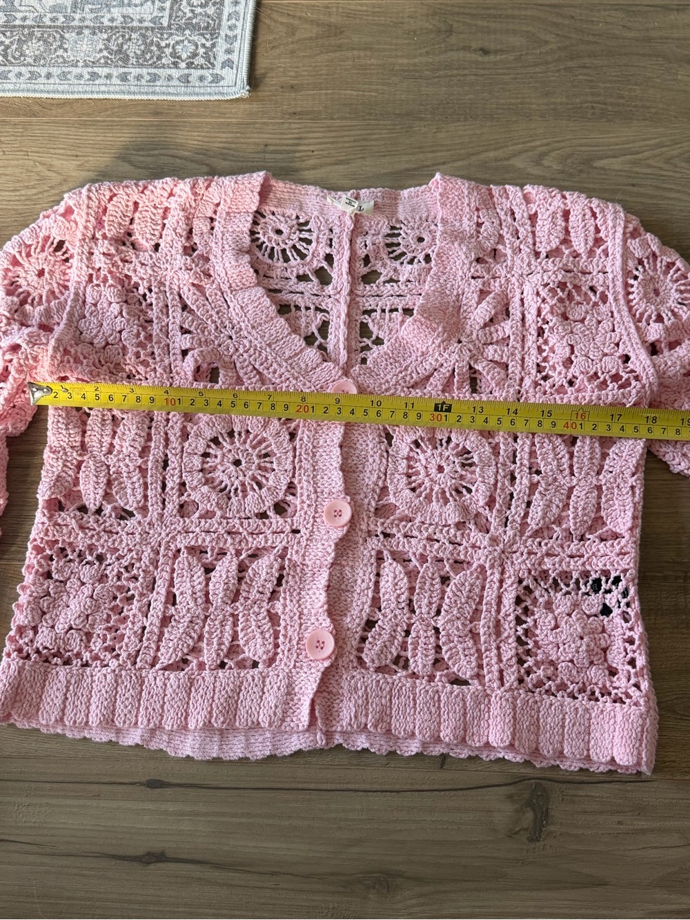 POL Granny Square Cotton Knit Cardigan Pink - Picture 7 of 7